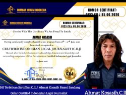 MHI Terbitkan Sertifikat C.ILJ, Ahmat Kosasih Resmi Sandang Gelar Certified Indonesian Legal Journalist